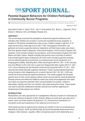 Parental Support Behaviors for Children Participatingin Community Soccer Programs.