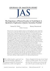 The Experience of Parent/Coaches in Youth Sport: A
Qualitative Exploration of Junior Australian Football